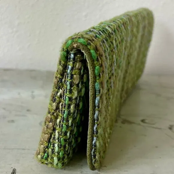 Shiraleah clutch hand bag green tweed fabric satin liner retro office siren - Picture 3 of 11